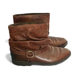Midtown 90’s Brown Leather Rockabilly Ankle Biker VTG Women’sBoots SZ 11D Brazil